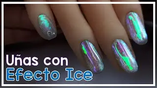 U&Ntilde;AS CORTAS con dise&ntilde;o ICE | U&ntilde;as MUY BRILLANTES | GELISH cat eye, efecto AURORA y PAPEL VIDRIO