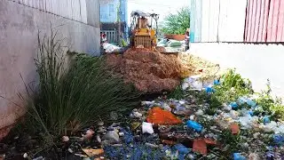 Very Nice Project ! Bulldozer start to turn down  garbage flood to cleanly area