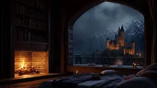 Cozy Rain and Fireplace Sounds in a Medieval Castle | Sleep, Relax, ASMR Ambience