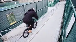 STILL TRYING TO GRIND MY LONGEST HANDRAIL EVER!
