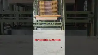 Hot press with Auto Unloader for Plywood production #hotpress #plywoodmachine #plywoodpress
