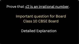 Prove that √2 is an irrational no. || Class 10 Maths || Real Numbers #class10maths #class10