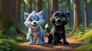 Three Baby Wolves Howl at the Moon | Animal Song for Kids | Nursery Rhymes and Educational Songs