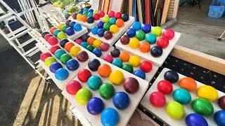Marble Run ASMR☆Simple 4m straight winding slope + yellow iron circle
