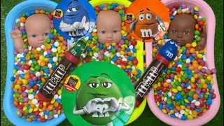 Full of 3 Rainbow BathTubs Candy with M&M's & Magic Slime Cutting Video