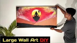 Living room wall painting DIY || Landscape wall ART