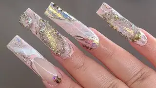 Marble Nails inspired by Geode Art 🎨  Start to finish Tutorial