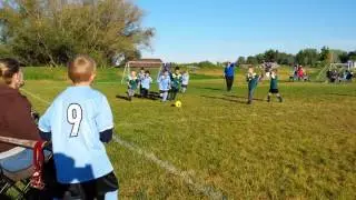AYSO Kids soccer.  Blue Eagles make a goal