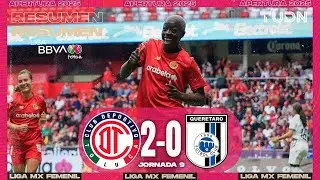 Resumen y goles | Toluca 2-0 Querétaro | Liga MX Femenil - Jornada 9 Apertura 2025 | TUDN