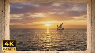 Window View of the Sea at Sunset ⛵️ | Calm Ambience | For TV & Projector