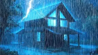 Peaceful Sleep Tonight with Torrential Rain and Thunderstorm at a Cozy Forest Cabin on Rainy Night