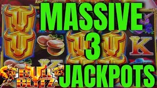 MASSIVE! 3 JACKPOTS! My best session ever on BULL BLITZ slot machine at Resort World Las Vegas