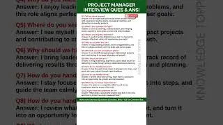 Project Manager Interview Questions and Answers