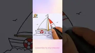 How to Draw a Boat Step by Step for Kids 🚤✏️ #Shorts #boatdrawing