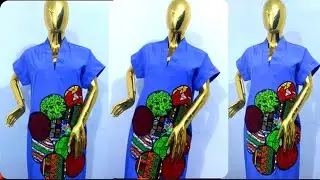 Простой мастер-класс по пошиву платья-кимоно бубу с вырезом, как у медицинской одежды, и аппликац...
