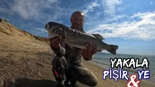 Zıpkınla Balık avı❗yakala pişir ye doğada Muhteşem levrek ızgara🔥 Gökçeada