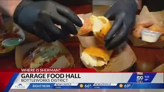 Sherman gets some grub at Garage Food Hall
