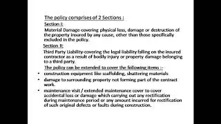 CONTRACTOR&rsquo;S ALL RISK (CAR) POLICY & WORKMEN COMPENSATION POLICY (WCP)