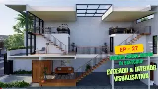 Ep - 27 Modern House Design in SketchUp | 3D Exterior & Interior Visualization-06 #viral #trending