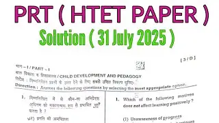 HTET ( PRT PAPER SOLUTION) || CDP || 31 JULY 2025 || LEVEL - 1 || Answer key