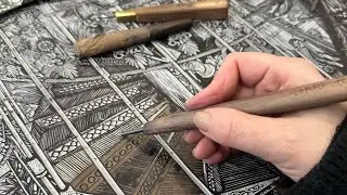 Last cuttings of &lsquo;Stairs&rsquo; Linocut 90x60cm