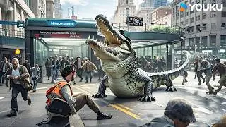 Giant croc release then dash to metro station! | Crazy Tsunami | YOUKU MONSTER MOVIE