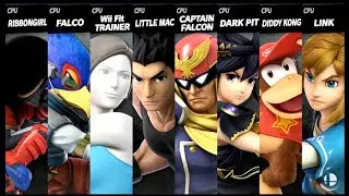 Ribbon Girl VS Falco VS Wii Fit Trainer VS Little Mac VS Captain Falcon VS Dark Pit Diddy Kong Link