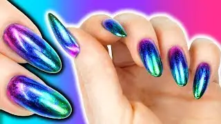 RAINBOW CHROME FOIL NAILS - Multi Duochrome gradient effect nail art