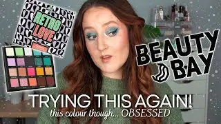 RETRO LOVE PALETTE BY BEAUTY BAY! - Moon River Teal Blue Shimmer Glitter Eye Shadow Tutorial Review!