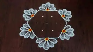 5&times;3dots easy rangoli|daily muggulu|thipkyanchi,festival rangoli|traditional rangoli#Rang kaa Rangoli