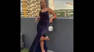 SPARKLE VELVET GOWN NAVY