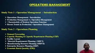 An Overview about Operation Management and Strategic Management (CMA Intermediate Paper 9)