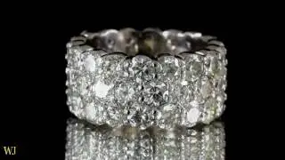 10 52CT ROUND CUT 3 ROW ETERNITY DIAMOND BAND BY WONDER JEWELERS
