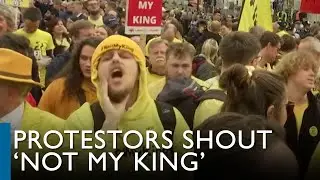 Anti-monarchy protestors chant 'not my king'