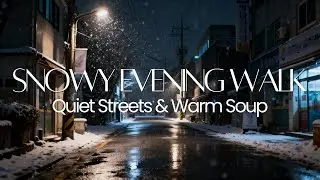 Snowy Evening Walk | Quiet Streets & Warm Soup