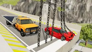 Crazy Vehicle High Speed Jumps Through Vertical Giant Chain (Funny Crash) - BeamNG.drive Giant Chain
