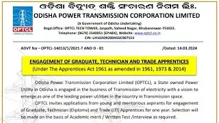 Odisha Power Transmission Corporation Limited (OPTCL) | Recruitment | Multiple Dept  | Date -: 2024