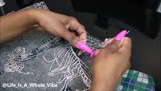 #DIY BLING DENIN SHORTS - WATCH ME SEW RHINESTONE CHAIN TO MY SHORTS