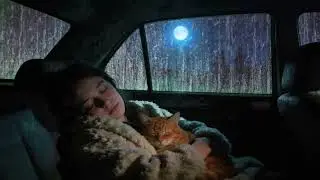 Comforting Rain with Thunder in the Car ⛈️ Relaxing ASMR White Noise for Sleep