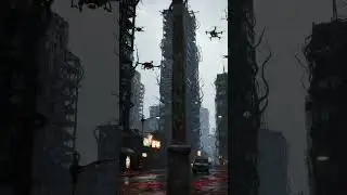 Robot Zombies Took Over the Cyber City 🤖💀 #CyberHorror #3DShort