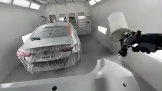Spraying a Silver Chevy Malibu Basecoat, Clearcoat