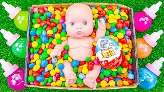 Satisfying ASMR | Relaxing Candy Mixing in Box with Glossy Slime Grid Balls & Kinetic Sand Cutting