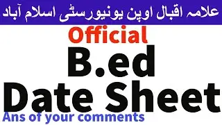 Aiou Date Sheet of B.ed Semester Autumn 2020 Allama Iqbal Open University | AIOU INFO