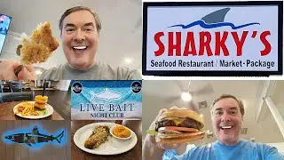 Beach Food Restaurant Travel Guide: Seafood & Burgers at Sharky&rsquo;s at Live Bait in Orange Beach, AL