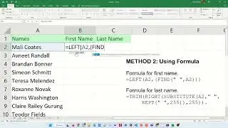Separate First Name and Last Names - Excel Tips and Tricks