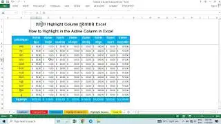 របៀបដាក់ Highlight Active Column in Excel // Auto Highlight Active Column in Excel by Chek Mengchun