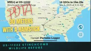 POTA Using a Hamstick with CW on 30m @US-11222 Stinchcomb Wildlife Refuge 11-6-2025