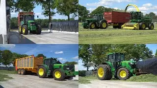 Gras hakselen bij van Engelenhoven met een John Deere 7400 en inkuilen in nieuwe sleufsilo (2025)