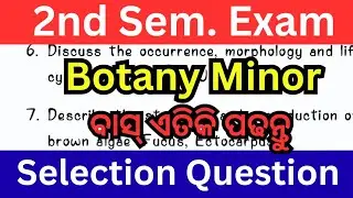 Botany Minor Selection question // 2nd Semester exam // ଏହିଭଳି ପ୍ରଶ୍ନ ନିହାତି ଆସିବ