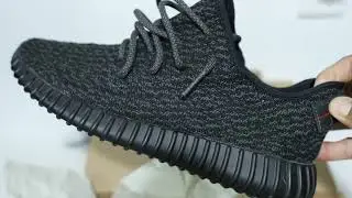 Adidas Yeezy 350 Pirate Black 2016 Release - Unboxing via GOAT